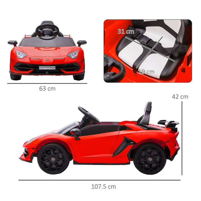 HOMCOM Lamborghini Aventador 12V Ride On Car - Red