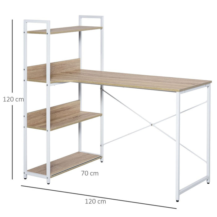 Premium Computer Desk with 4-Tier Storage Shelf - Enhance Your Home Office - Best Quality