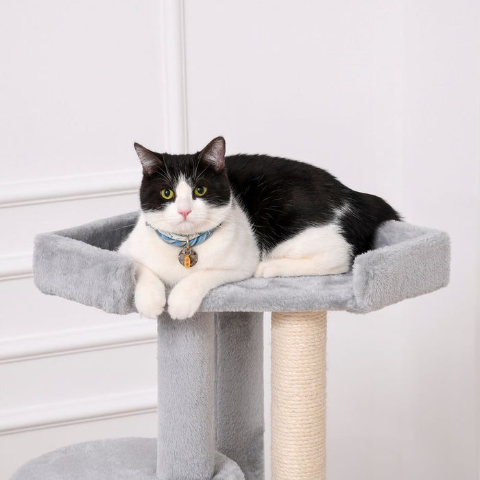 PawHut Cat Tree Kitten Tower w/ Scratching Post Condo Plush Perches Grey