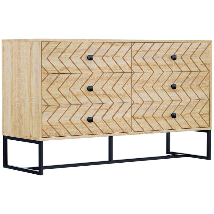 Premium 6-Drawer Storage Cabinet - Chic Zig Zag Design - Ideal for Hallways, Bedrooms, and Living Rooms - Sturdy & Stylish