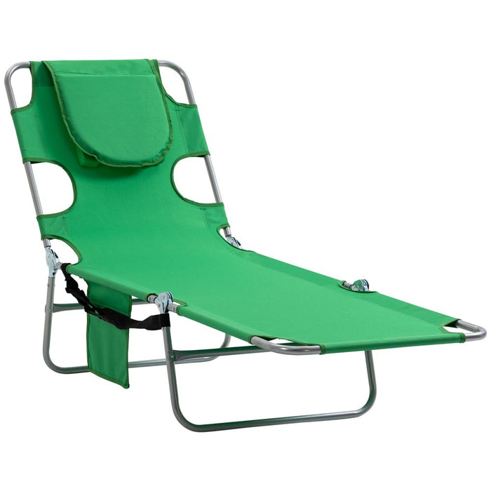 Premium Reclining Lounge Chair with Face Cavity & Pillow - Best Quality Green Garden Chair for Ultimate Relaxation!