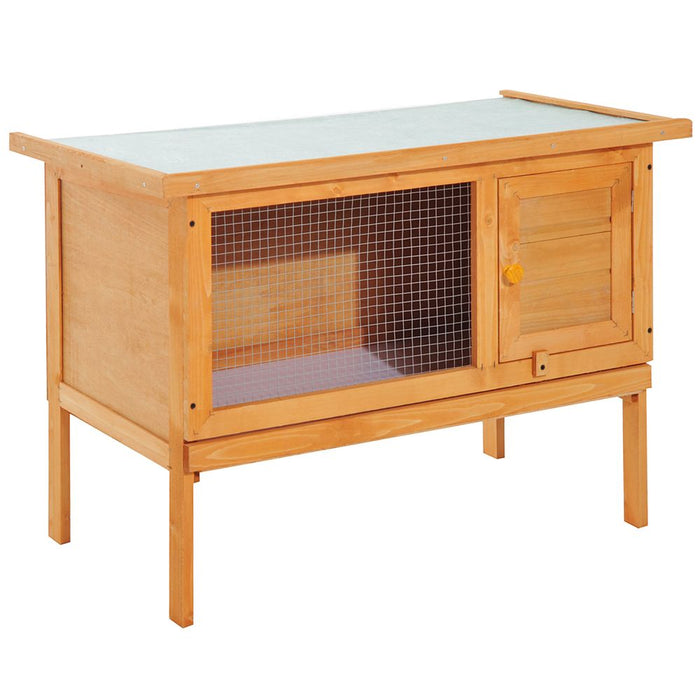 Pawhut Elevated Outdoor Rabbit Hutch for Guinea Pig - High-Quality Wood Cage with Garden Theme