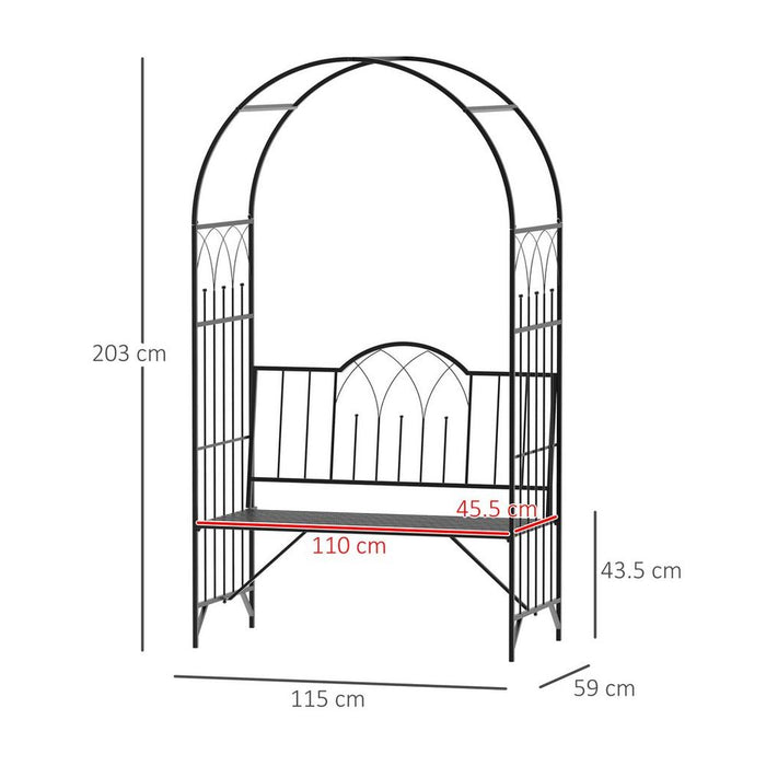 Garden Arch Bench Outdoor Patio Trellis Arbor Climbing Plant Antique Black