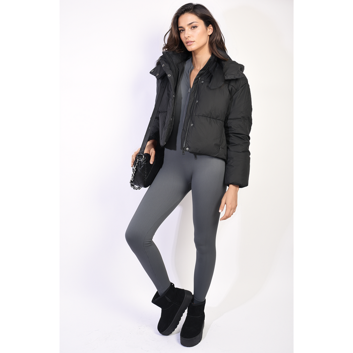 Hooded Puffer Jacket: Warm, Stylish, Snap & Zip