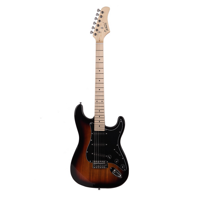 Glarry GST Stylish Electric Guitar Kit with Black Pickguard Sunset Color