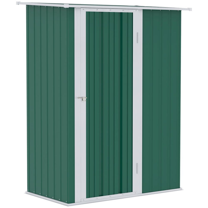 4.7ft x 2.8ft Garden Shed Steel Sloped Roof Door w/ Latch Green