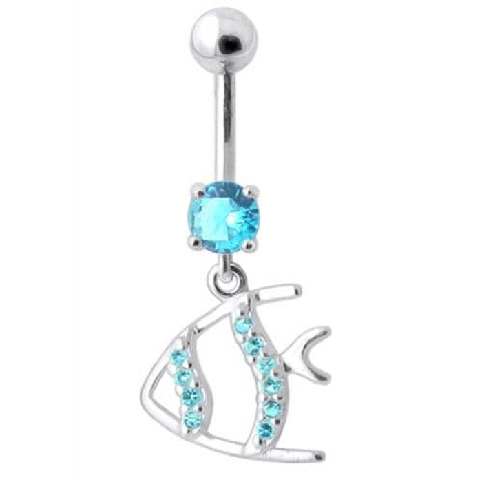 Jeweled Fish Dangling Navel Ring