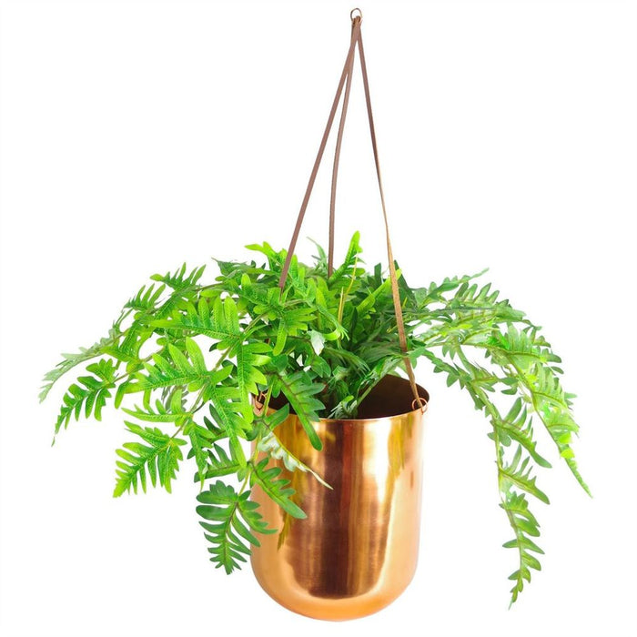 Premium Metal Leaf Copper Hanging Planter - 18x22cm - High Quality Craftsmanship