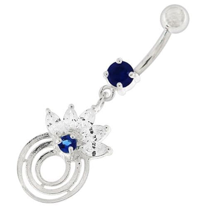 Round Circle with Crown Dangling Belly Ring