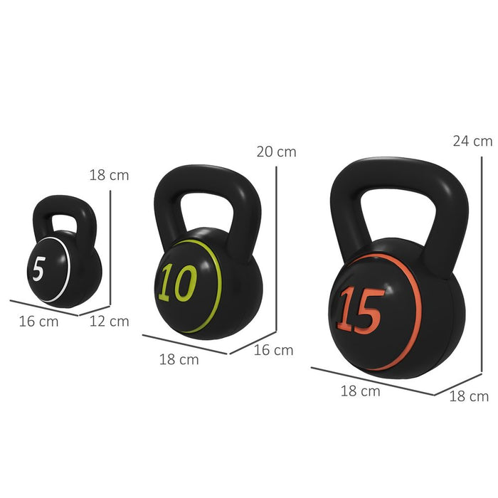 SPORTNOW Set of 3 Kettlebell Weights + Storage Tray, 2.2kg, 4.5kg, 6.8kg: Transform your workout routine now!