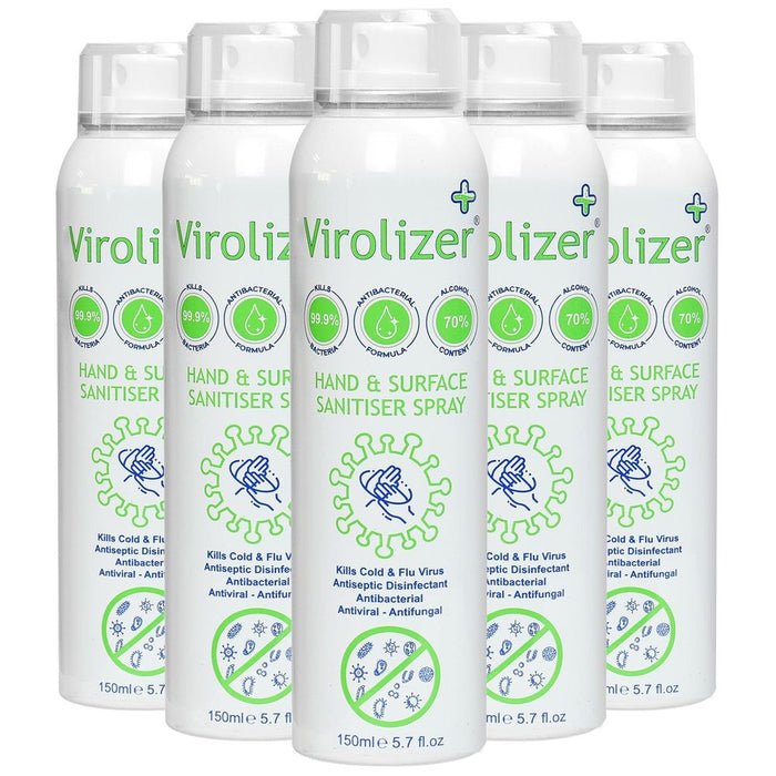 Virolizer Hand & Surface Sanitiser Spray 150ML - Kills 99.9% Bacteria - Antibacterial Formula - 70% Alcohol Content