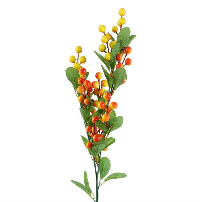 High-Quality Artificial Orange Berry Spray - Ideal for Decorations and Arrangements - 70cm Height