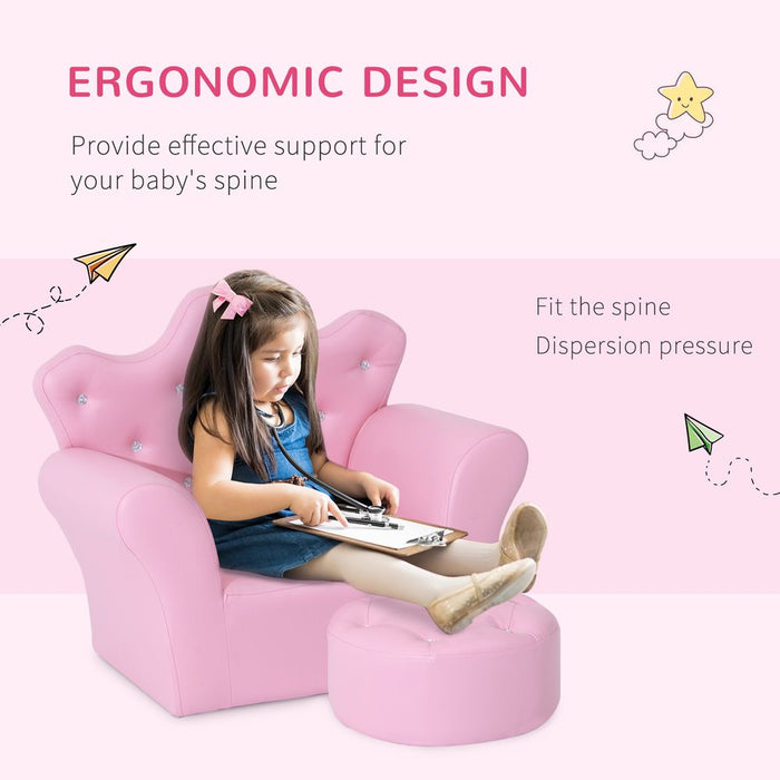 Premium Pink Kids Sofa Set - Free Footstool Included - High-Quality PU Leather - Trusted Seller