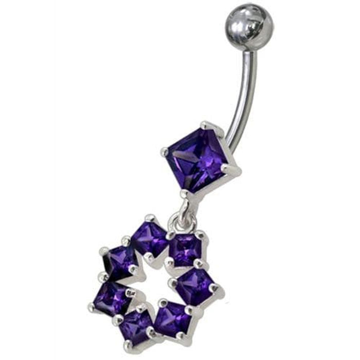 Fancy Dangling SS Banana Navel Belly Ring Body Jewelry