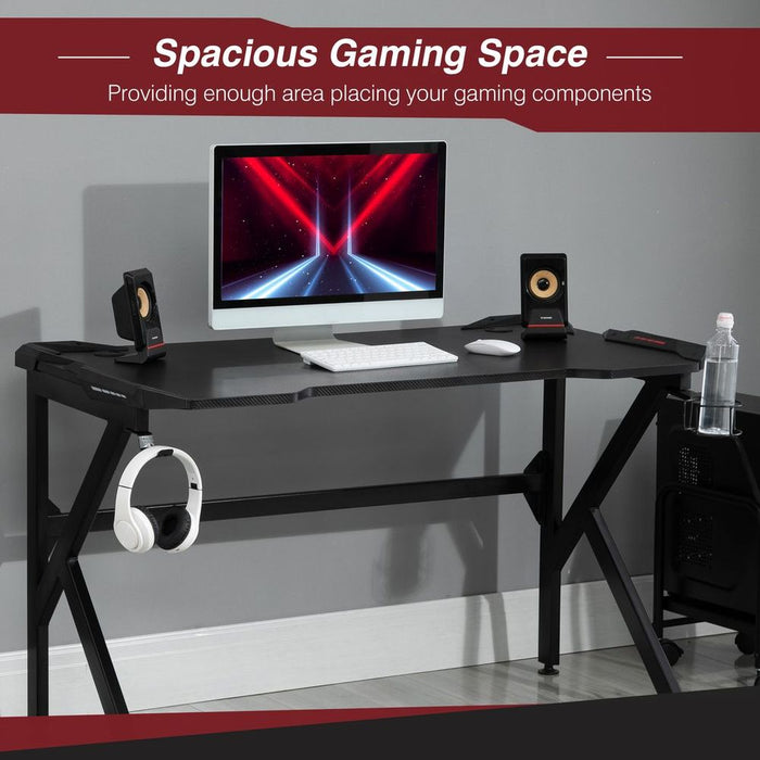 Pro Gaming Desk w/ Steel Frame, Cup & Headphone Holder - Stay organized & crush your opponents