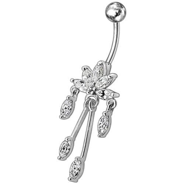 Fancy  Chandeliers Dangling Steel Banana Bar Belly Ring