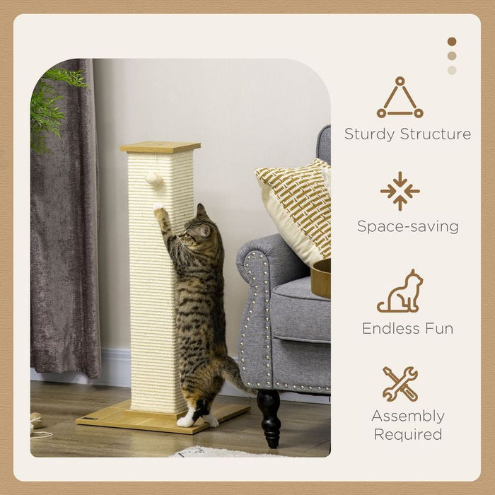 Premium 80cm Sisal Rope Cat Scratching Post - Durable & Interactive Toy Ball