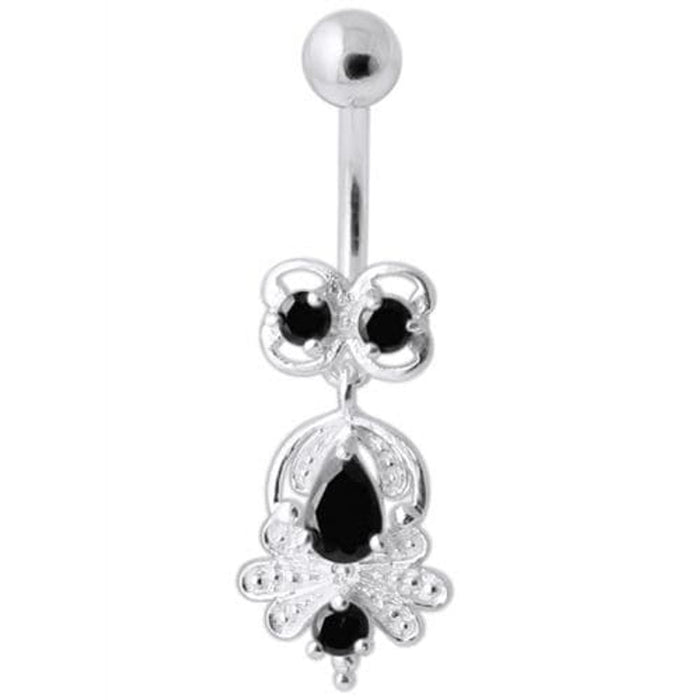 Fancy Sterling Silver Jeweled Navel Banana