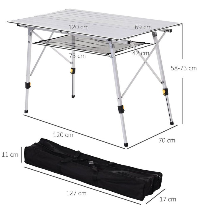 Ultimate Portable Roll-up Aluminium Folding Picnic Table - Outdoor BBQ, Party, Camping - Lightweight, Sturdy Design - Rubber leg pads - Secure Storage