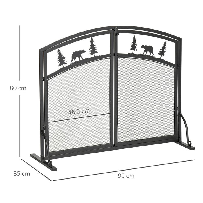 Fire Guard with Double Doors, Metal Mesh Screen, Spark Flame Barrier, HOMCOM