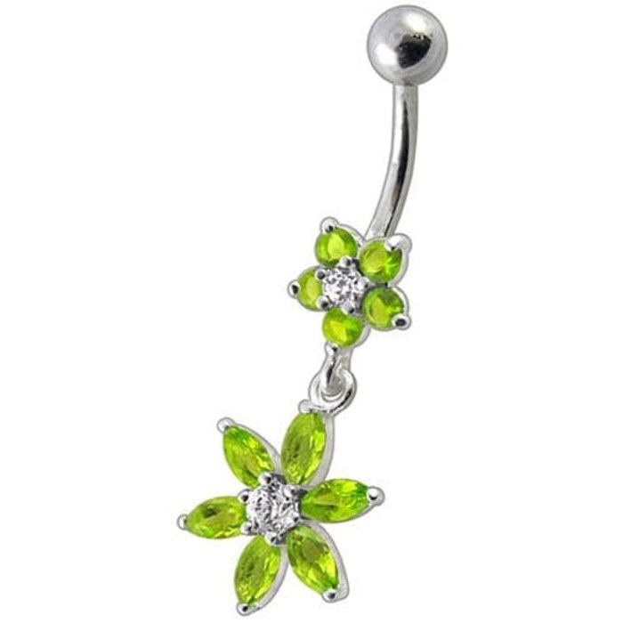 Fancy Flower Dangling Navel Ring