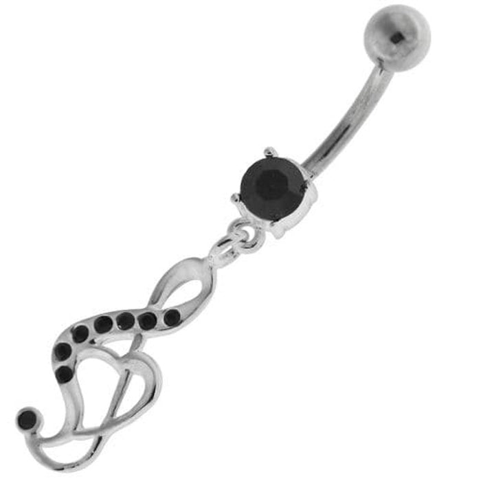 Jeweled Music Note Navel Belly Button Ring