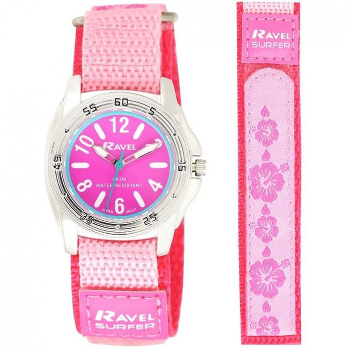 Ravel Kid's Deluxe Girl's 5ATM Bold Fabric Strap Watch - RD124L