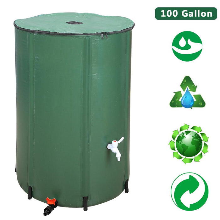 100 Gallon Folding Rain Barrel Water Collector Green