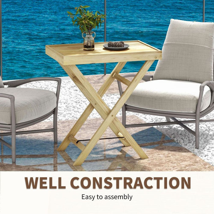 Sleek Outsunny Wooden Garden Table - 68cmx44cmx75cm, Natural: Perfect for Outdoor Spaces!