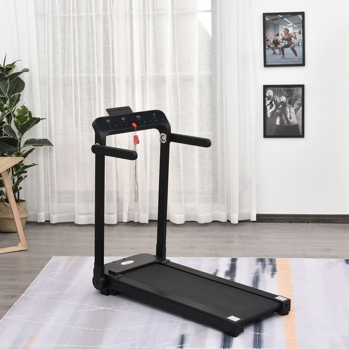 HOMCOM Folding Treadmill, 1.85 HP Jogging Walking Running Machine, 10KM/H with 12 Pre-Programs and LED Display for Home Gym Office