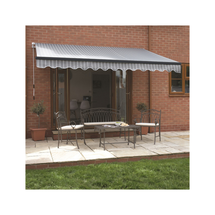 Premium 3m Berkeley Gray & White Awning - High Quality Fabric for Superior Home & Garden Covers