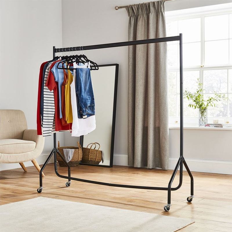 Premium 5FT Black Clothes Rail: Sturdy, Easy to Assemble & Extra Hanging Space