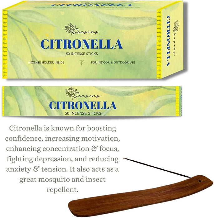 Citronella Incense Sticks For Outdoor, Garden, Kitchen, Home, Camping - Bugs, Mosquitoes and Insects Away With 3 Incense Holders