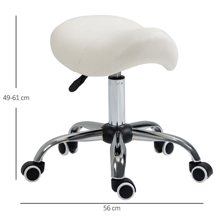 Saddle Stool Rolling Faux Leather Height Adjust Mobility Chair