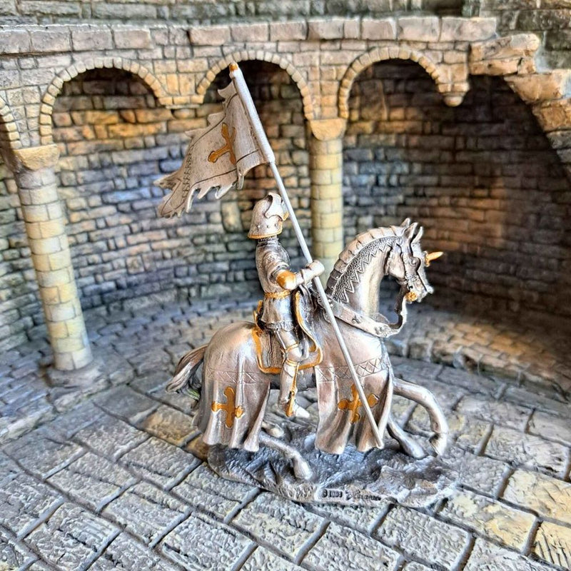 Mounted Pennant Knight (hand-cast statue sculpture) 9.5cm Height