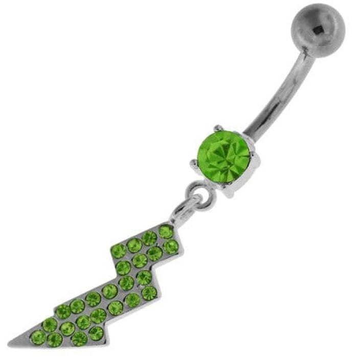 Multi Jeweled Lightning Bolt Navel Belly Button Ring