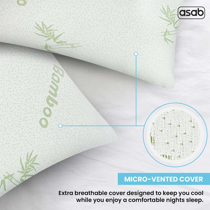 Bamboo Memory Foam Pillow - High-Quality, Allergen-Resistant, Relieves Pain - 100% Shredded Memory Foam - Eco-Friendly Cover