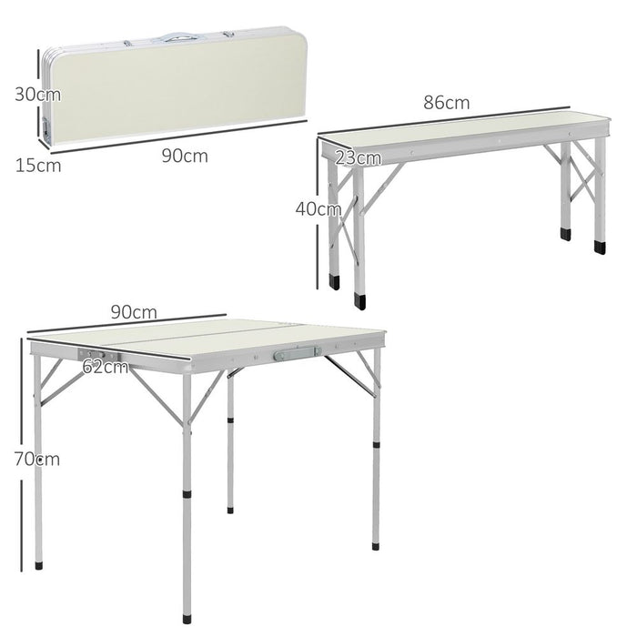 Camping Picnic Table: Folding, Aluminum, 2 Benches, Portable, Outdoor Dining Set