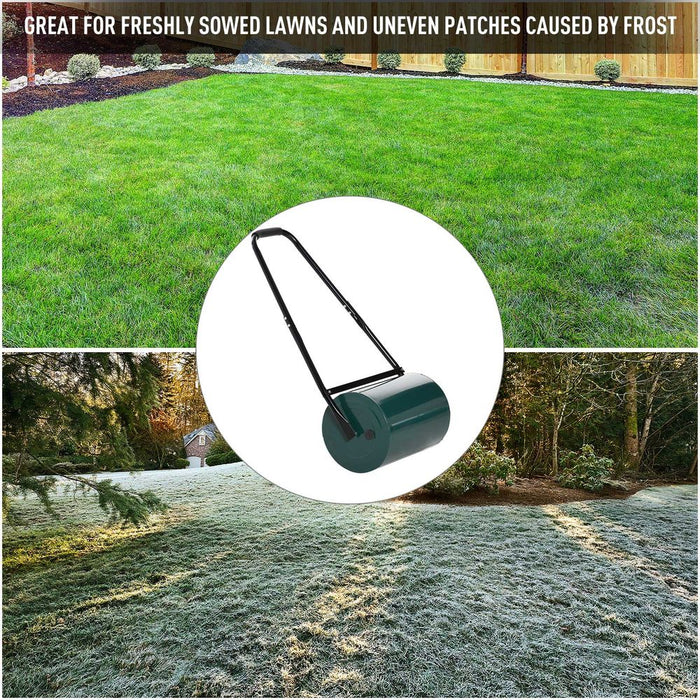 Outsunny 30cm Metal Lawn Roller-Deep Green - Flatten Your Garden with Ease