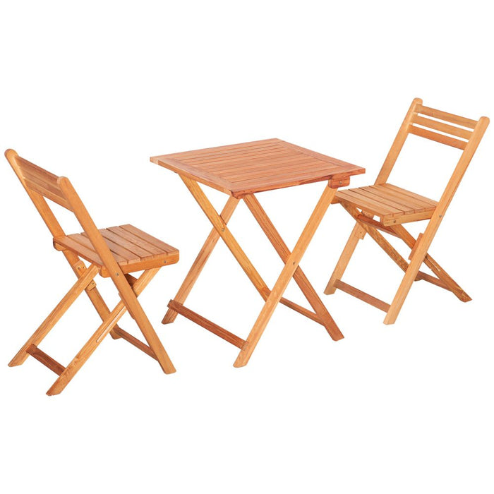 Premium Teak 3Pcs Garden Bistro Set – Folding Outdoor Chairs & Table