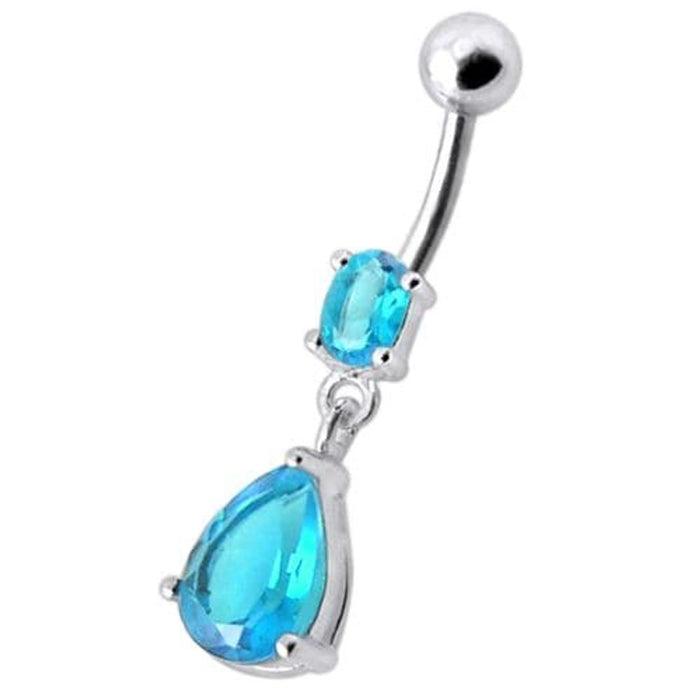 Fancy Tear Drop Jeweled Dangling Navel Ring