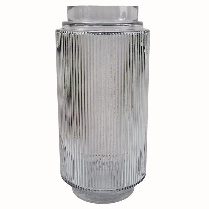 Premium 31cm Clear Ridged Glass Vase - High-Quality, Versatile & Elegant. Perfect for Real or Artificial Flowers. Hand-finished!