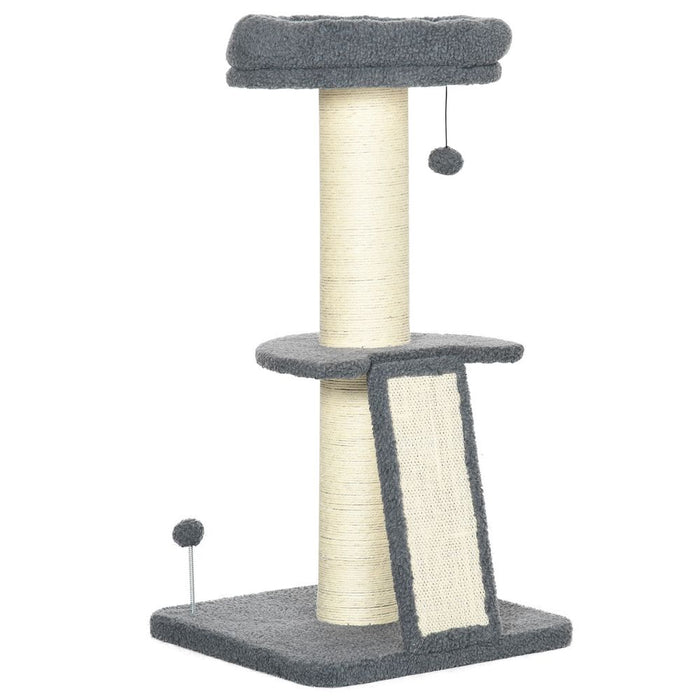 Ultimate Indoor Cat Tree Tower: Scratching Posts, Pad, Toy Ball, Dark Grey