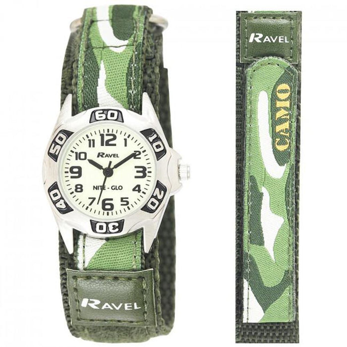 High-quality Ravel Children JUNGLE CAMOUFLAGE Watch - Nite Glow, Velcro Strap, Quartz Movement, 12 Month Warranty