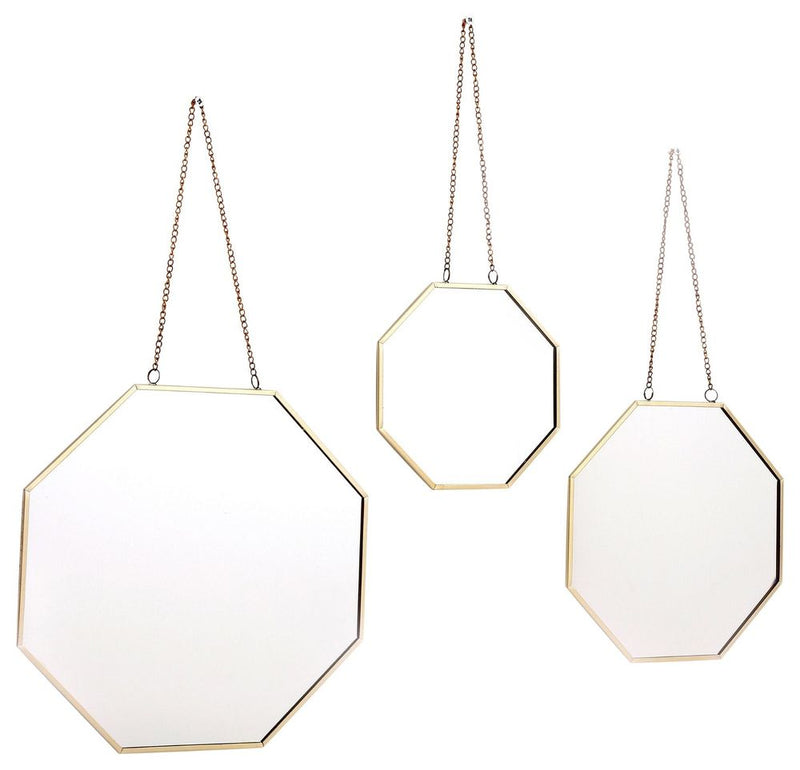 Hanging Geometric Mirrors Set - Premium Quality, Easy to Hang