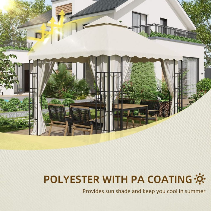 Outsunny 3x3 Gazebo Canopy Replacement - Cream, 2-Tier Roof, Premium Quality