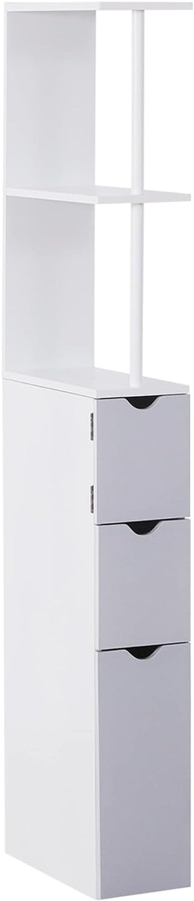 HOMCOM Tall Bathroom Cabinet- Bathroom Storage, Shelf, Drawers White
