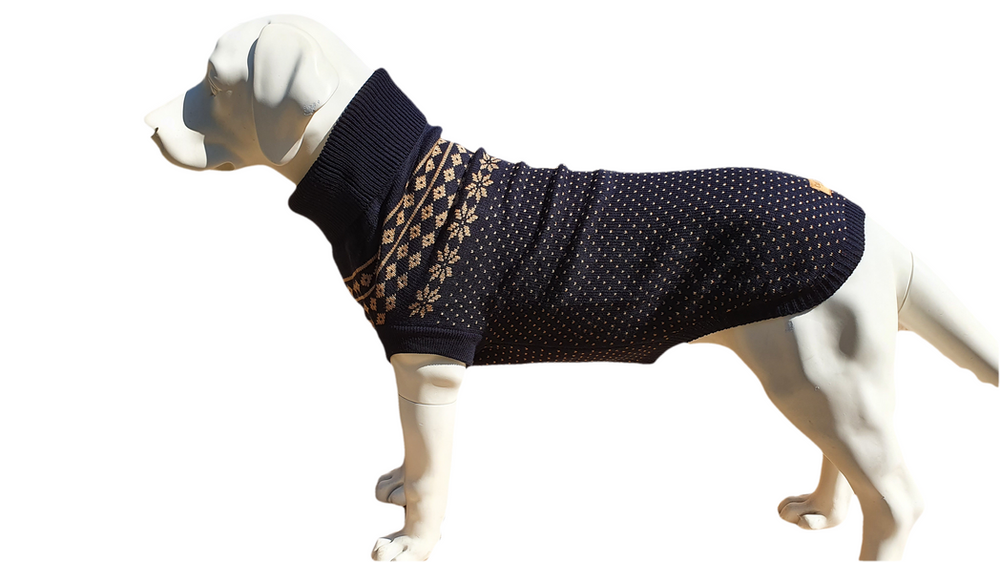 The Bailey Fair Isle - Gold on Blue - High Quality Dog Jumper