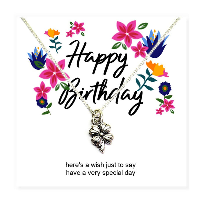 Happy Birthday Flower Necklace & Message Card