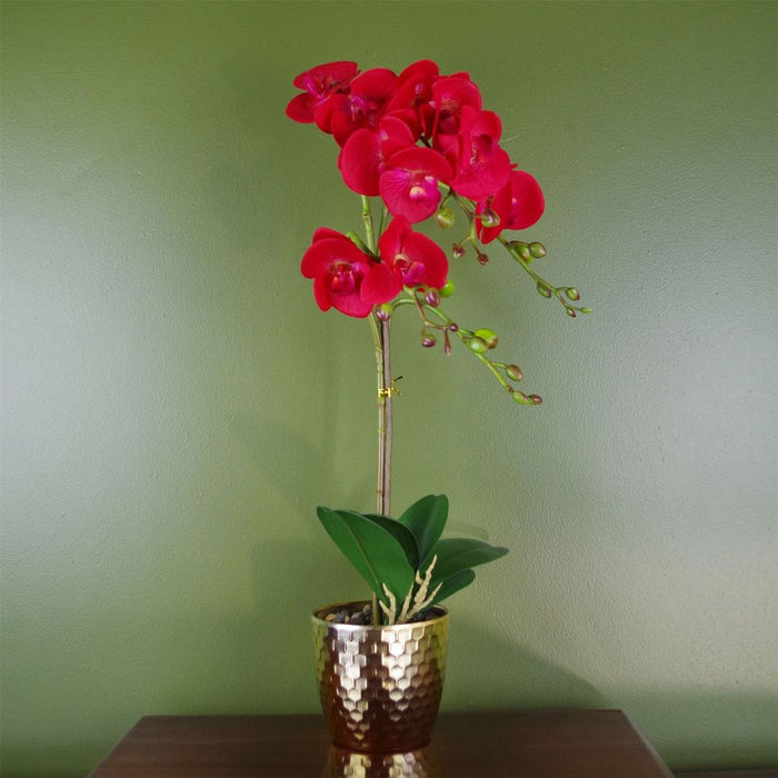 50cm Phalaenopsis Orchid Artificial Red Leopard Gold Pot